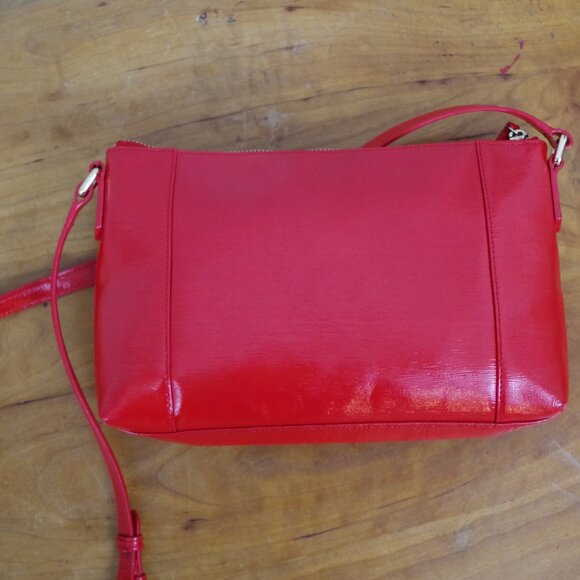 Cole Haan Red Patent Textured Leather Crossbody Purse - Picture 9 of 11